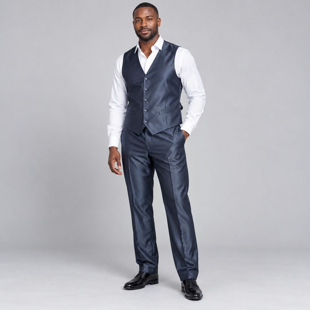 Porto Filo Super 160s Men’s 46/40 Dark Gray Vest Pants Suit Set